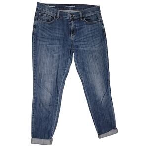 Liz Claiborne Womens Boyfriend Skinny Cuffed Denim Capris Cropped Jeans Size 8